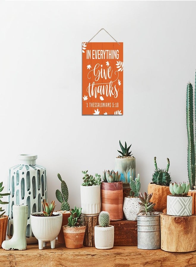 XQLSR Thanksgiving Decor, Fall Decoration, Rustic Hanging Wood Plaque Sign, Christian Home Decor, Autumn Door Sign, Bible Verse Wall Sign, 1 Thessalonians 5:18 - In Everything Give Thanks Sign - Image 4